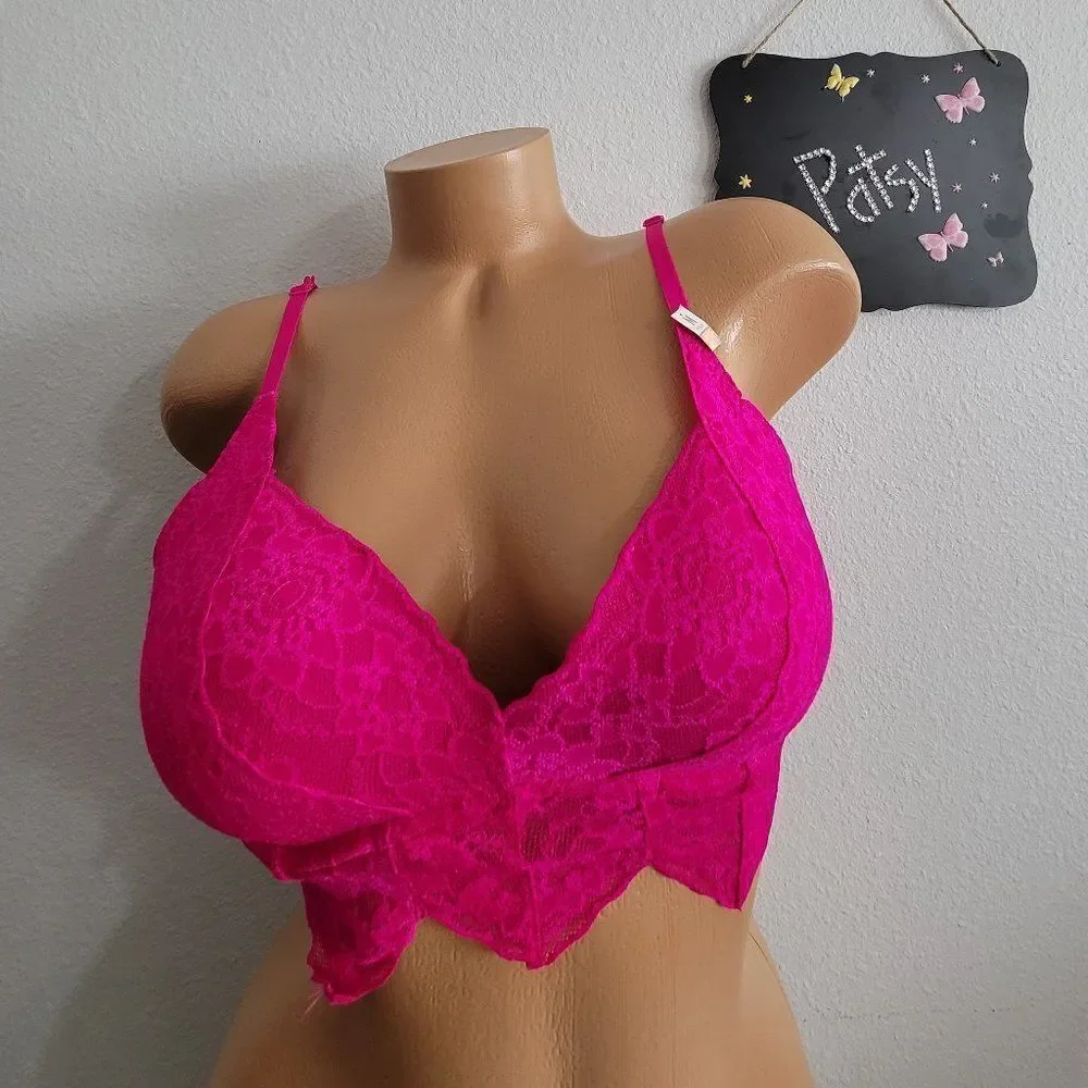 1149 SMALL Victoria's Secret Pink Floral Lace Push Up Bralette.NWT